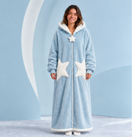 Velrenne Star Pocket Sherpa Robe in Sky Blue