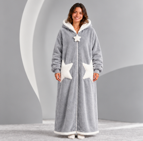 Velrenne Star Pocket Sherpa Robe in Cloud Grey