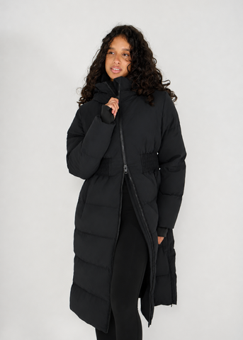Waist-Cinching Longline Puffer Coat