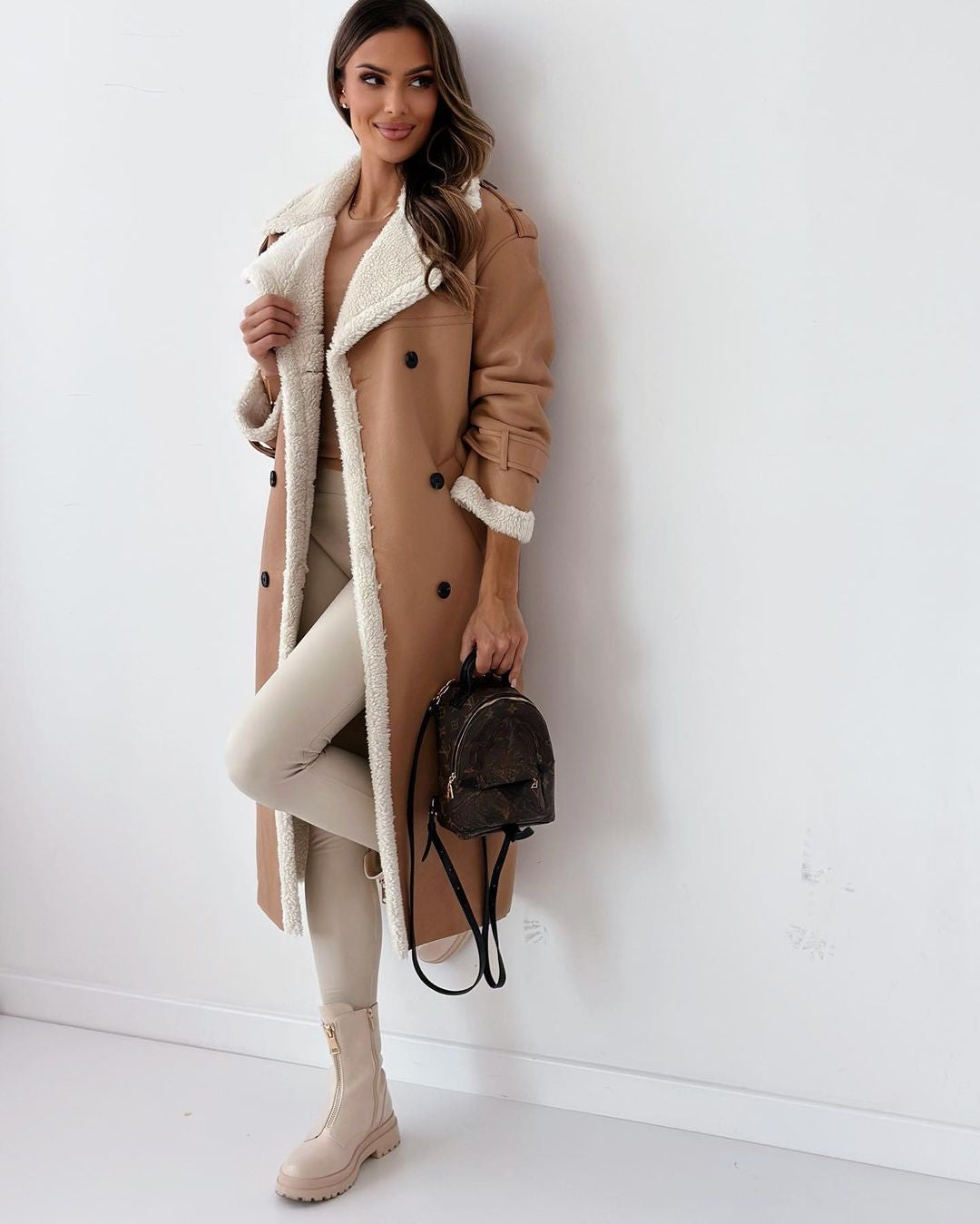 Double-Breasted Teddy Coat
