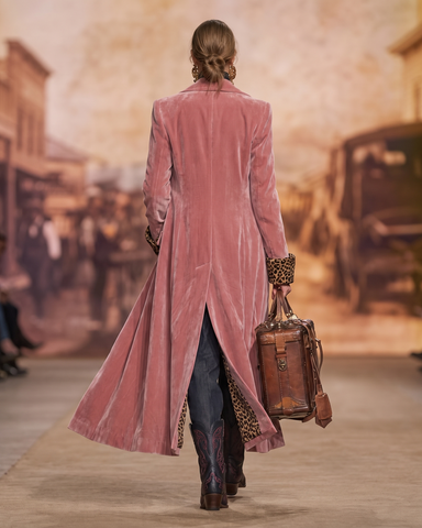 Long Tailored Coat with Leopard Lining