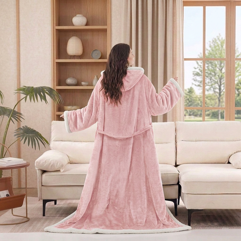 Velrenne heated wearable blanket with sleeves and foot pocket