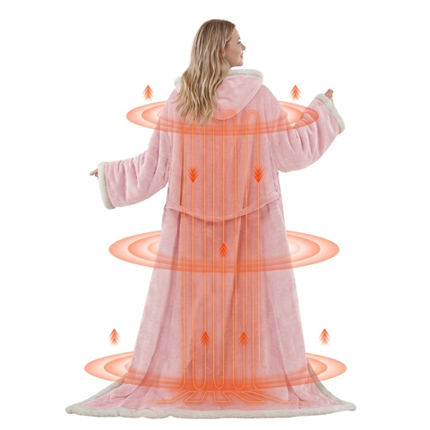 Velrenne heated wearable blanket with sleeves and foot pocket