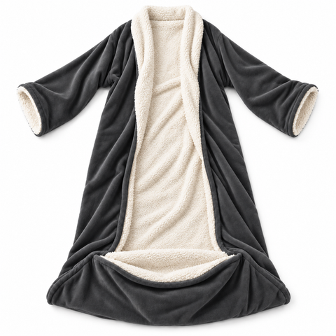 Velrenne heated wearable blanket with sleeves and foot pocket