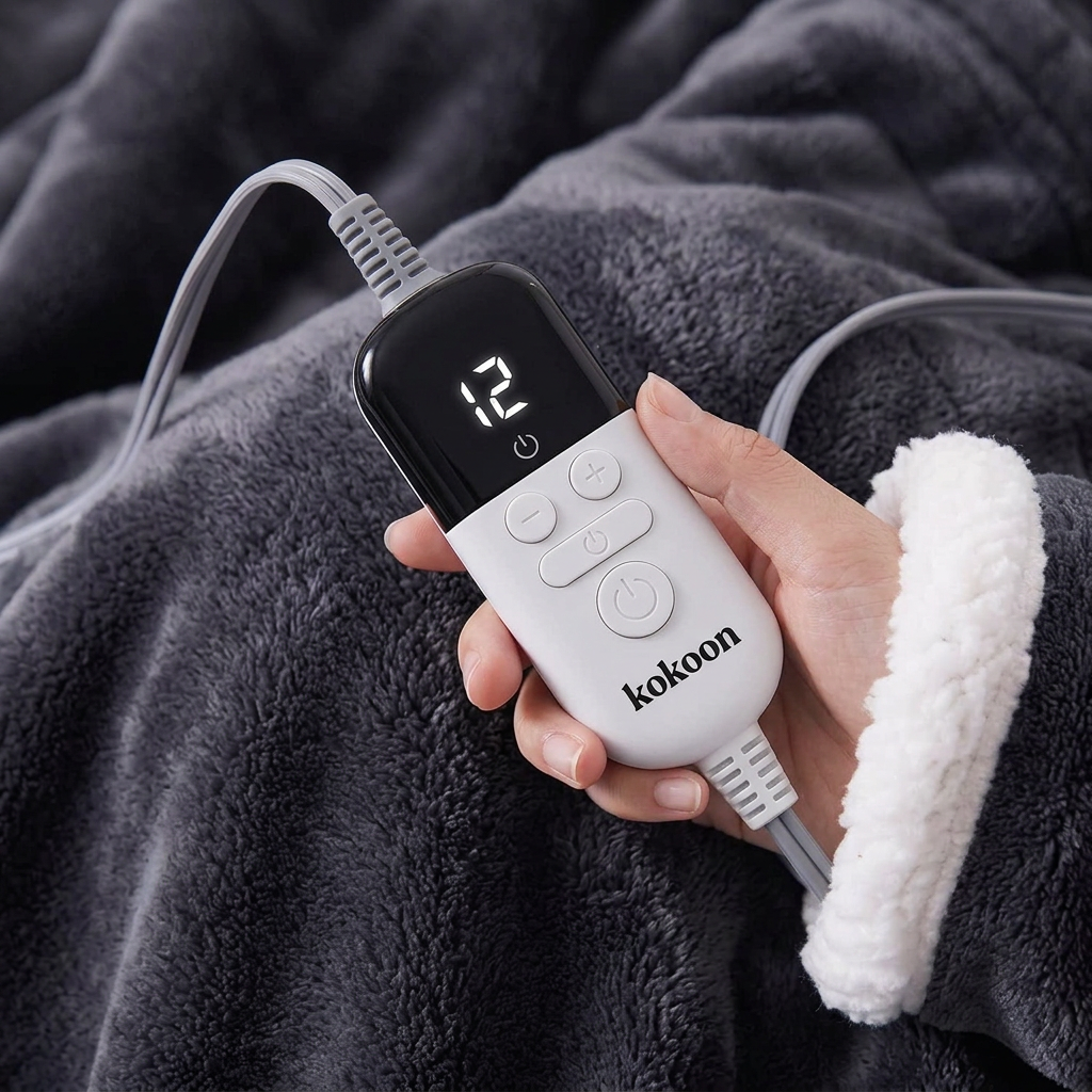 Velrenne heated wearable blanket with sleeves and foot pocket