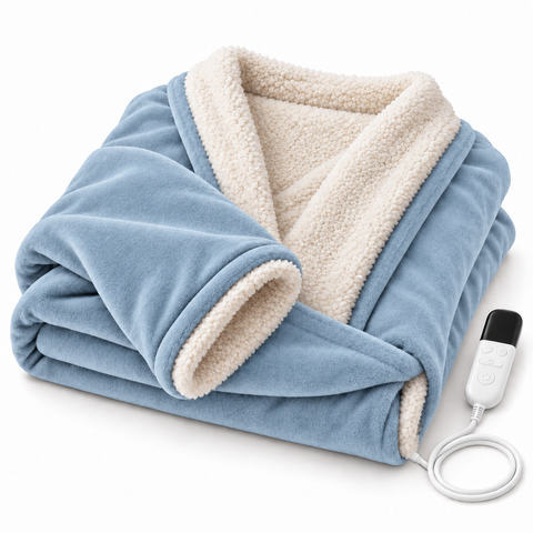 Velrenne heated wearable blanket with sleeves and foot pocket