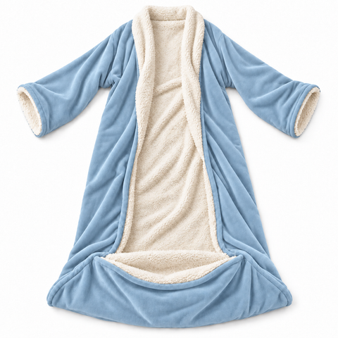 Velrenne heated wearable blanket with sleeves and foot pocket