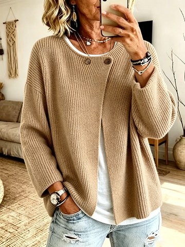Velrenne asymmetric rib-knit cardigan