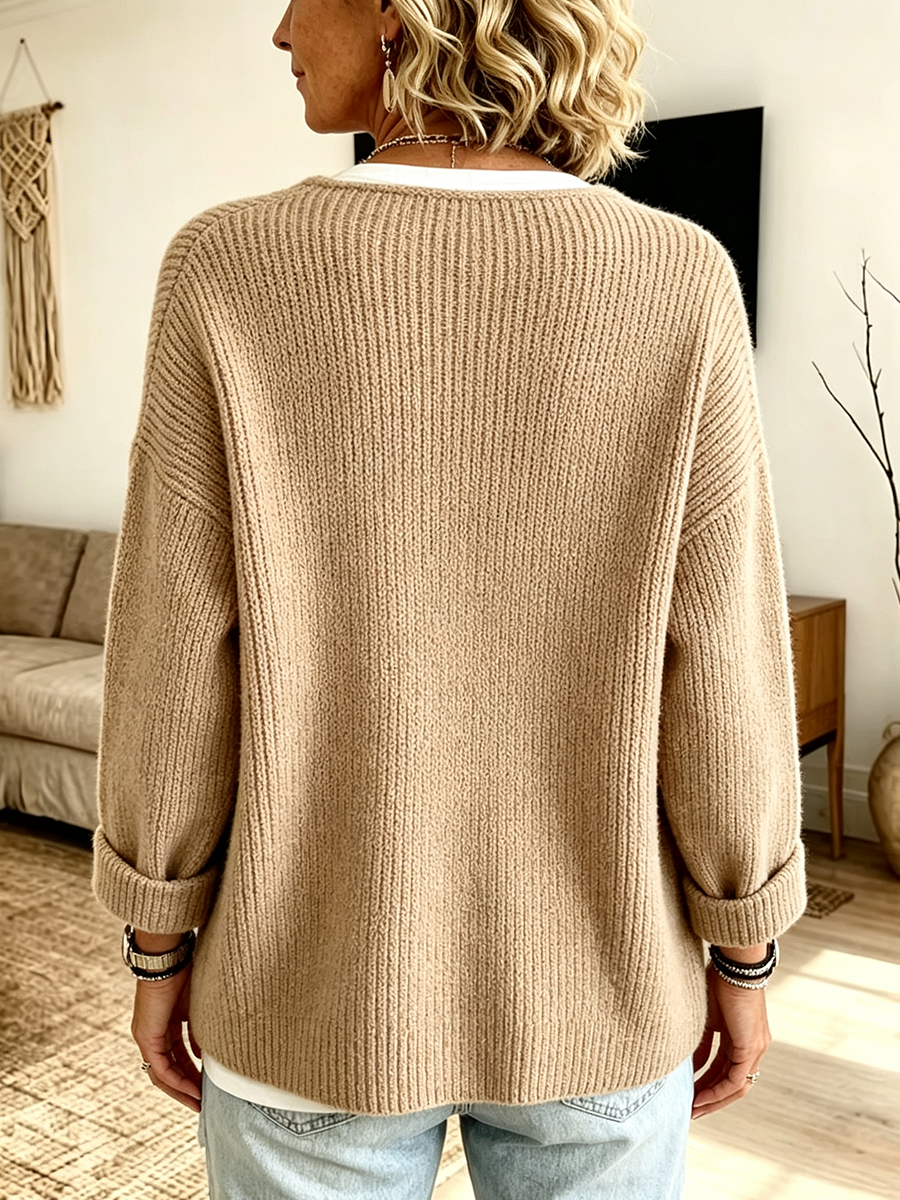 Velrenne asymmetric rib-knit cardigan