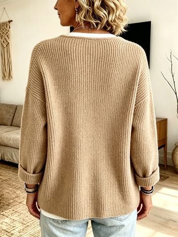 Velrenne asymmetric rib-knit cardigan