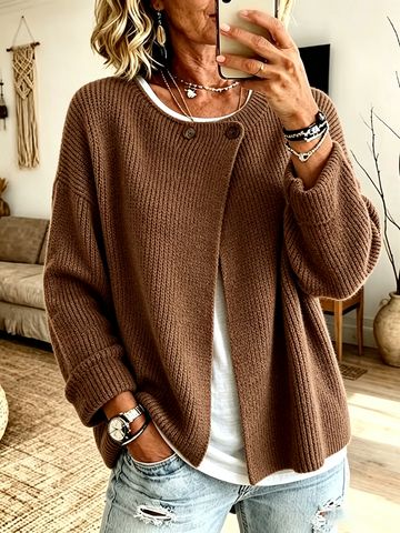 Velrenne asymmetric rib-knit cardigan